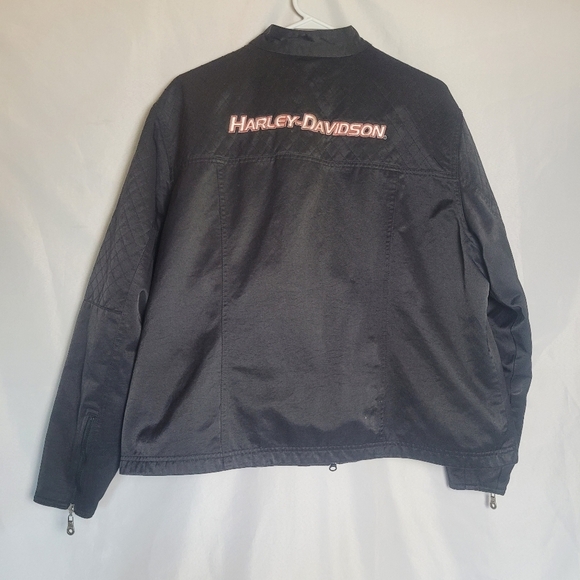 Harley Davidson Motorcycle Black/Orange Waxed Denim Zip Jacket Plus Size 1W - Picture 7 of 14